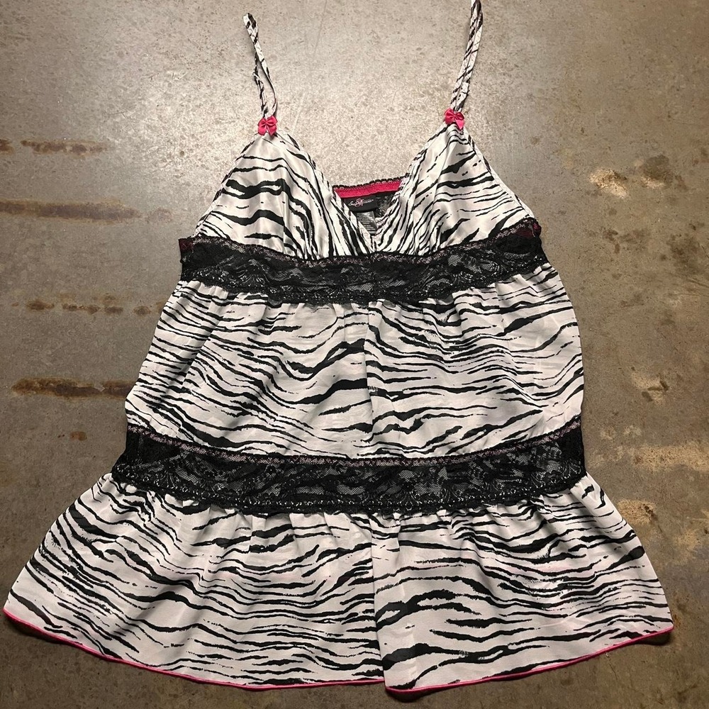 zebra print lace minidress/babydoll top